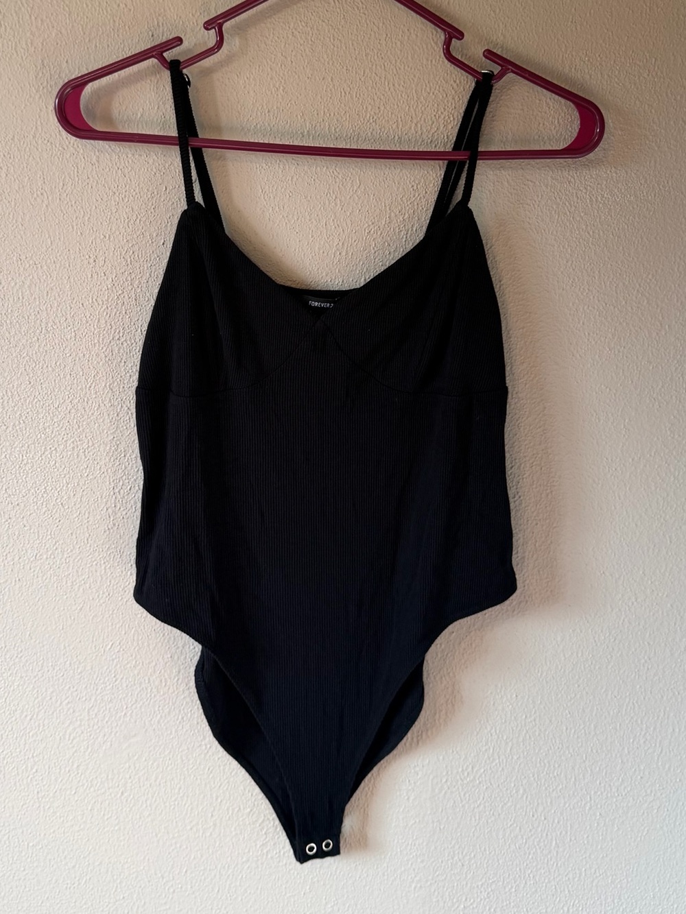Forever 21 Black Ribbed Cami Bodysuit Women’s Size Medium